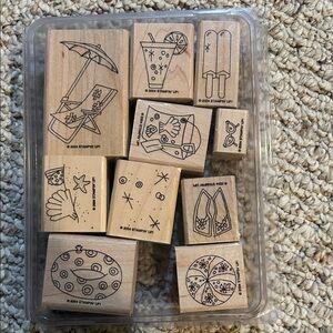 Stampin' Up! Wooden Summer Beach Stamp Set - sparkling SummerNatural Wood, Beige
